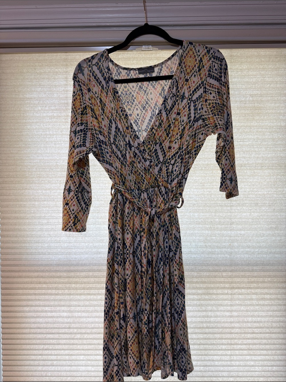 Market & Spruce Printed Wrap-Style Midi Dress in Multicolor